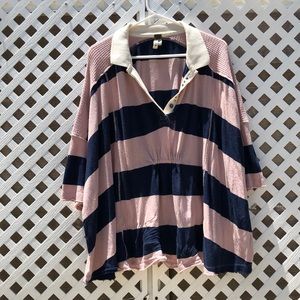 Free people collared flowy shirt. Size L